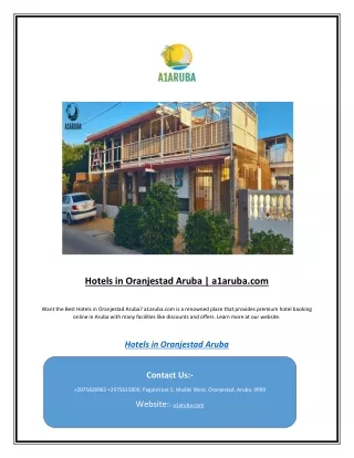 Hotels in Oranjestad Aruba | a1aruba.com