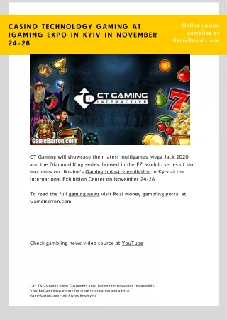 CT Gaming at iGaming Expo in Kyiv in November - GameBarron