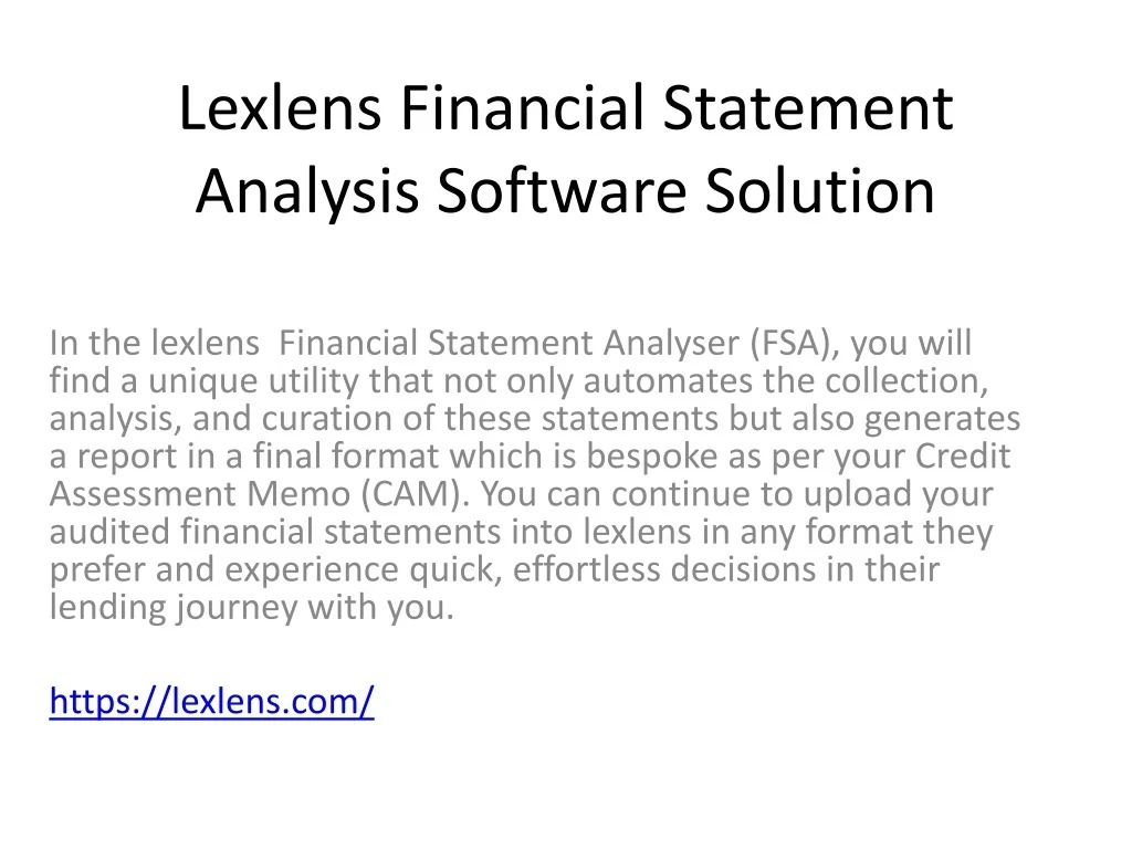 PPT - Lexlens Financial Statement Analysis Software Solution PowerPoint ...