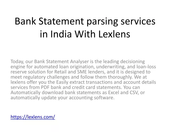 bank statement parsing services in india with lexlens