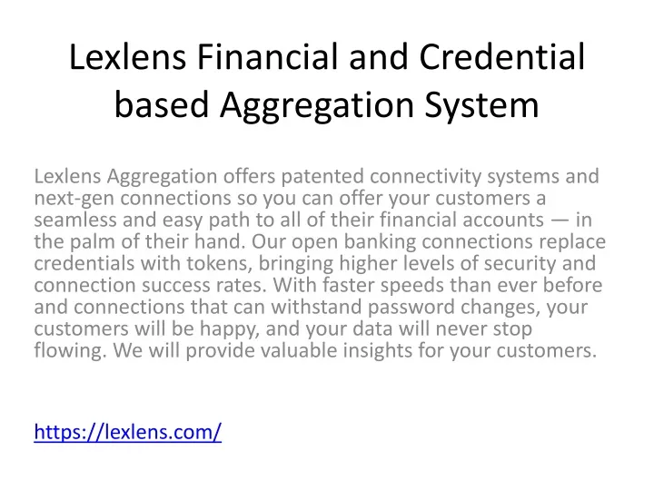 lexlens financial and credential based aggregation system
