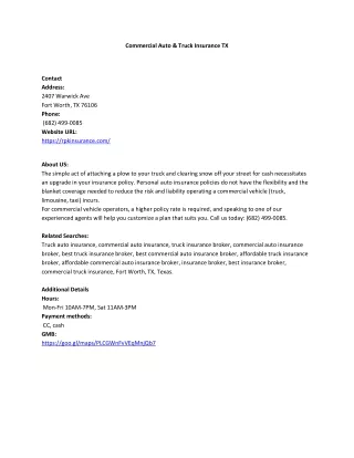 Commercial Auto & Truck Insurance TX