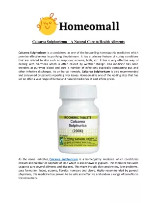 Calcarea Sulphuricum – A Natural Cure to Health Ailments