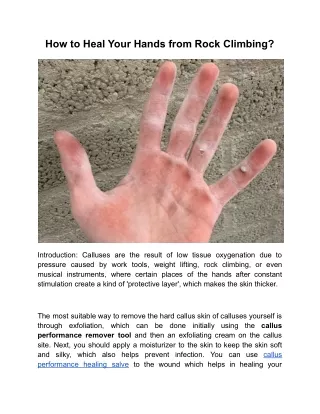 How to Heal Your Hands from Rock Climbing
