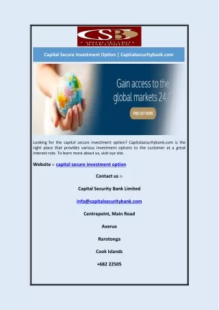 Capital Secure Investment Option | Capitalsecuritybank.com