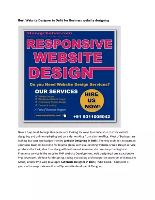 Best Website Designer in Delhi for Business website designing