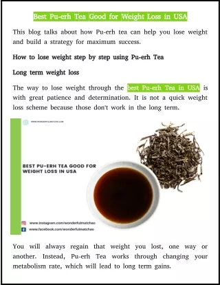 how to lose weight step by step using pu-erh tea