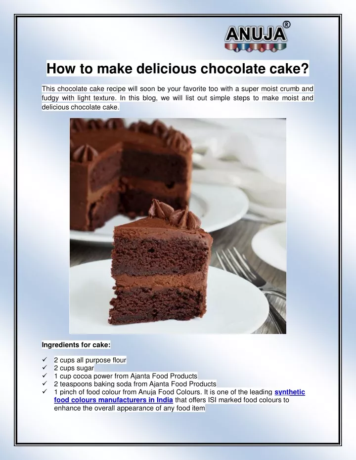 how to make delicious chocolate cake