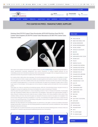 PVC coated SS Pipe Supplier, Manufacturer in Mumbai, India.