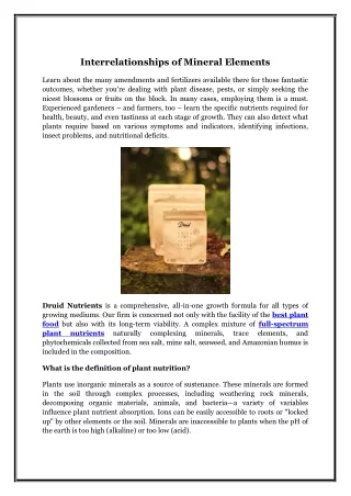 interrelationships of mineral elements