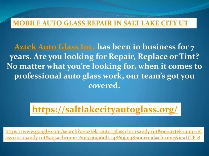 mobile auto glass repair in salt lake city ut