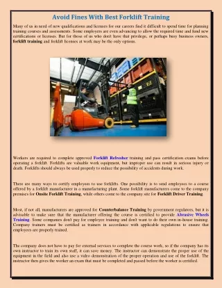 Avoid Fines With Best Forklift Training