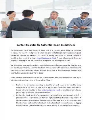 Contact ClearStar for Authentic Tenant Credit Check