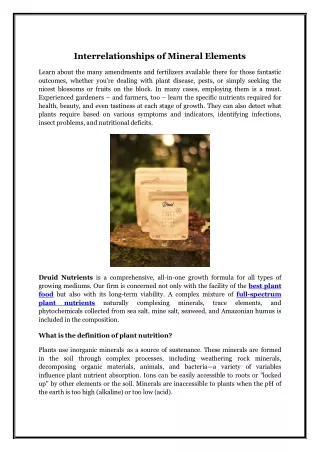 Interrelationships of Mineral Elements