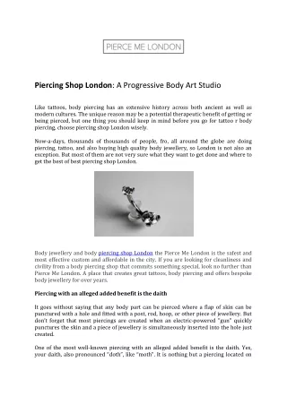 Piercing Shop London - A Progressive Body Art Studio