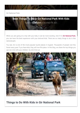 Best Things To Do In Gir National Park With Kids