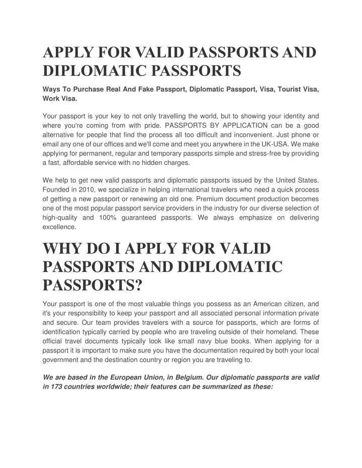 apply for valid passports and diplomatic passports