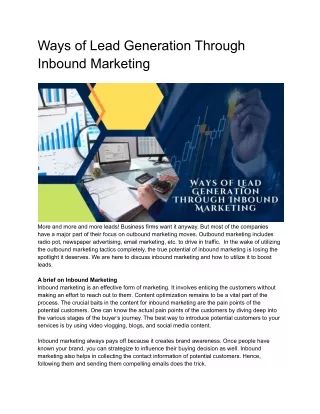 ways of lead generation through inbound marketing