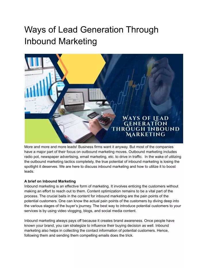 ways of lead generation through inbound marketing