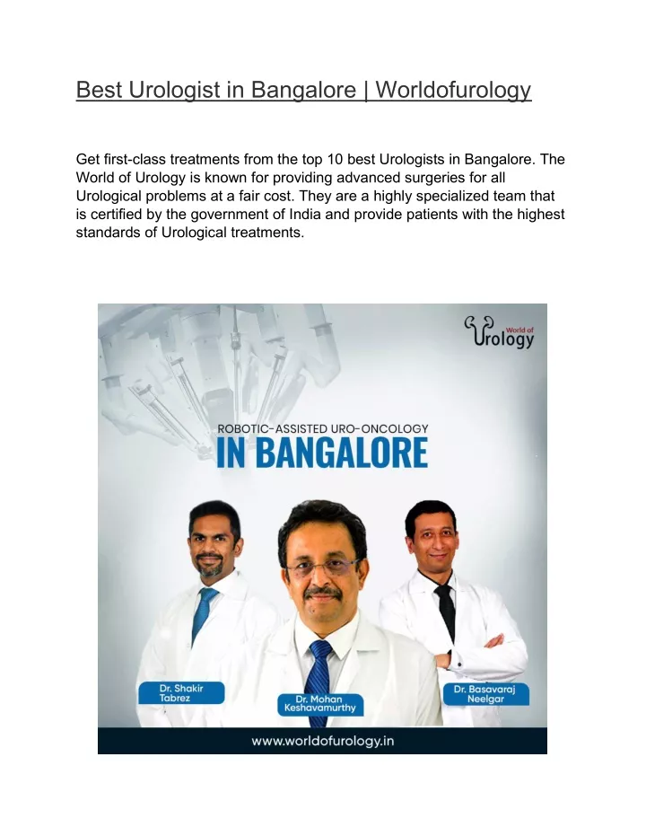 best urologist in bangalore worldofurology