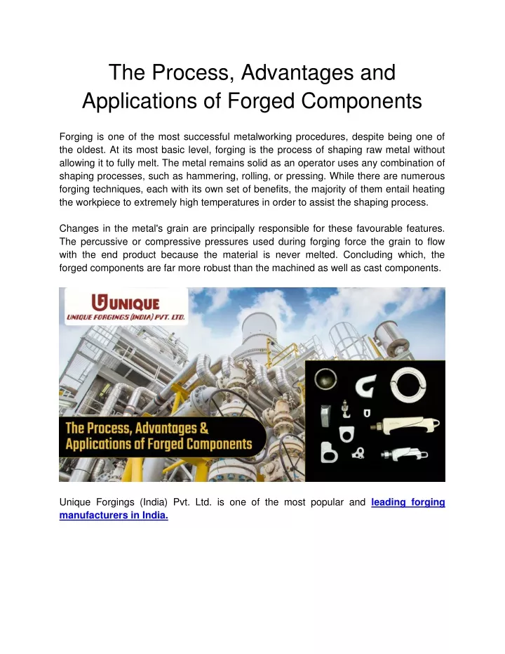 the process advantages and applications of forged