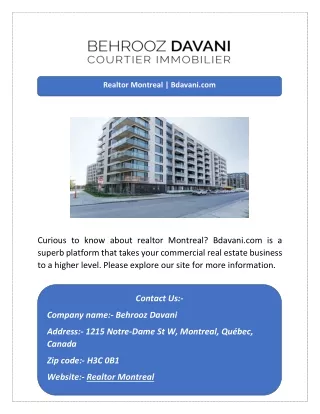 Realtor Montreal | Bdavani.com