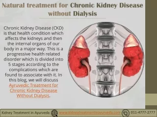 Natural treatment for Chronic Kidney Disease without Dialysis