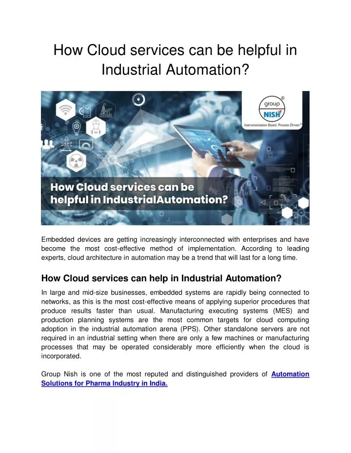 how cloud services can be helpful in industrial