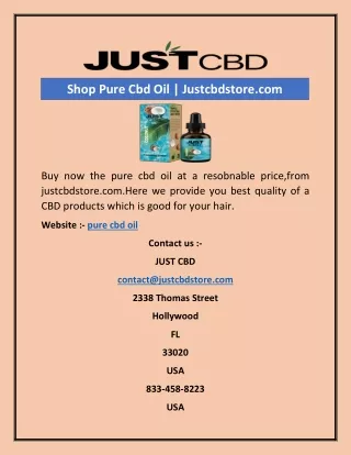 Shop Pure Cbd Oil | Justcbdstore.com