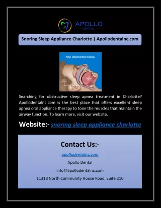 snoring sleep appliance charlotte apollodentalnc