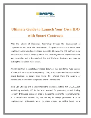 Ultimate Guide to Launch Your Own IDO with Smart Contracts