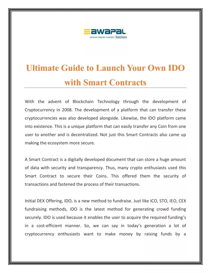 ultimate guide to launch your own ido