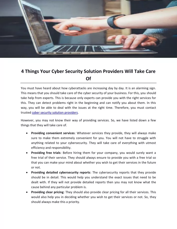 4 things your cyber security solution providers