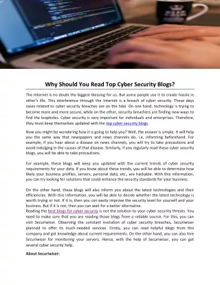 Why Should You Read Top Cyber Security Blogs