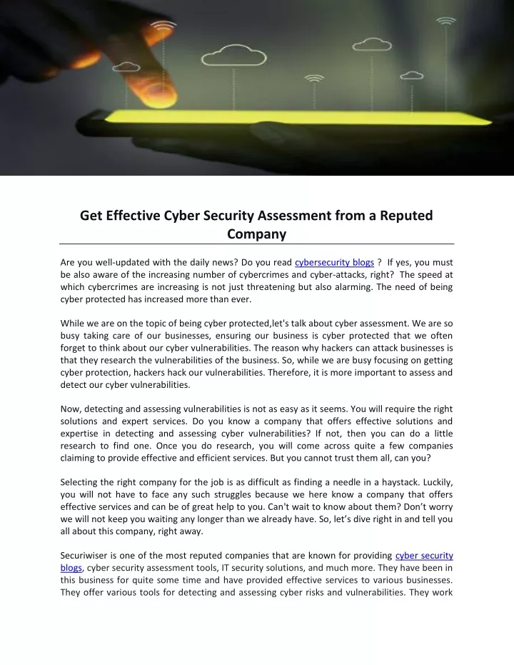 get effective cyber security assessment from