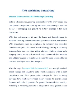 amazon web services aws archiving consulting