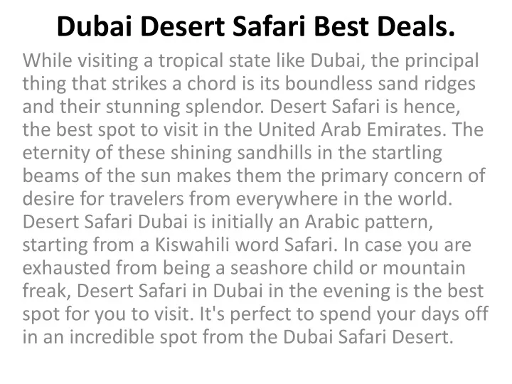 dubai desert safari best deals