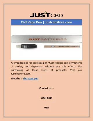 Cbd Vape Pen | Justcbdstore.com
