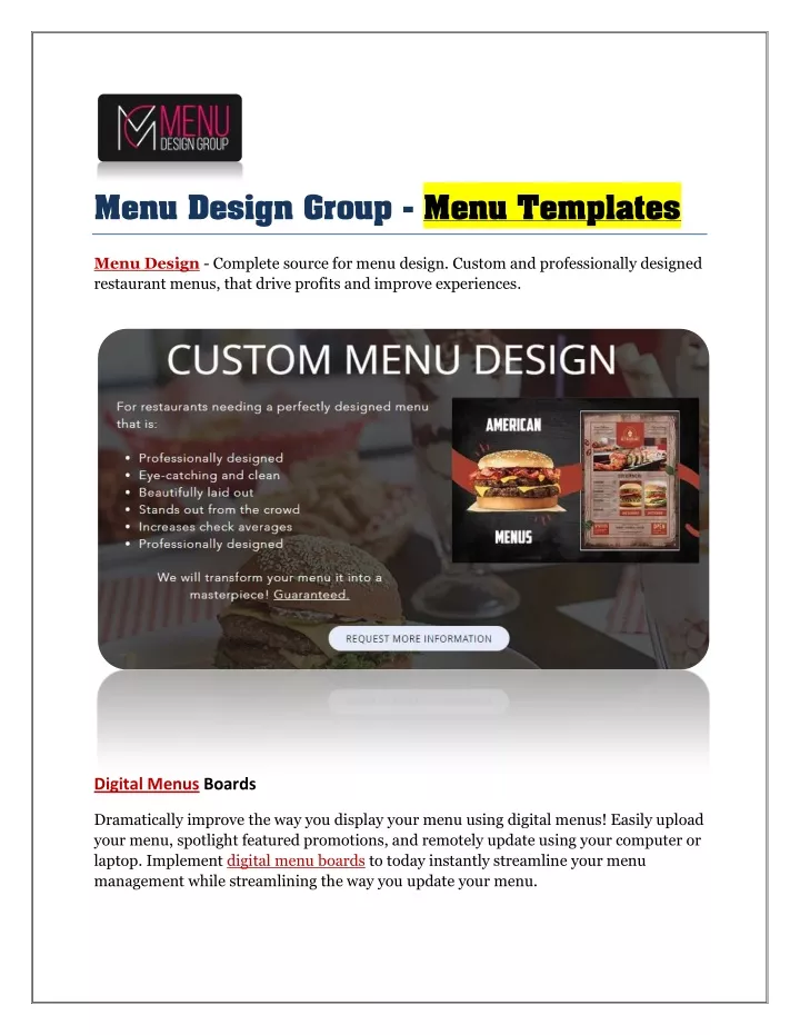 menu design group menu templates