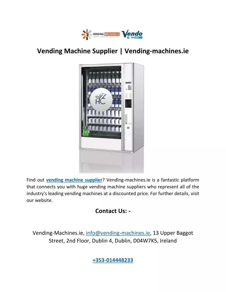 vending machine supplier vending machines ie