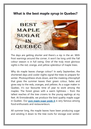 What is the best maple syrup in Quebec PDF