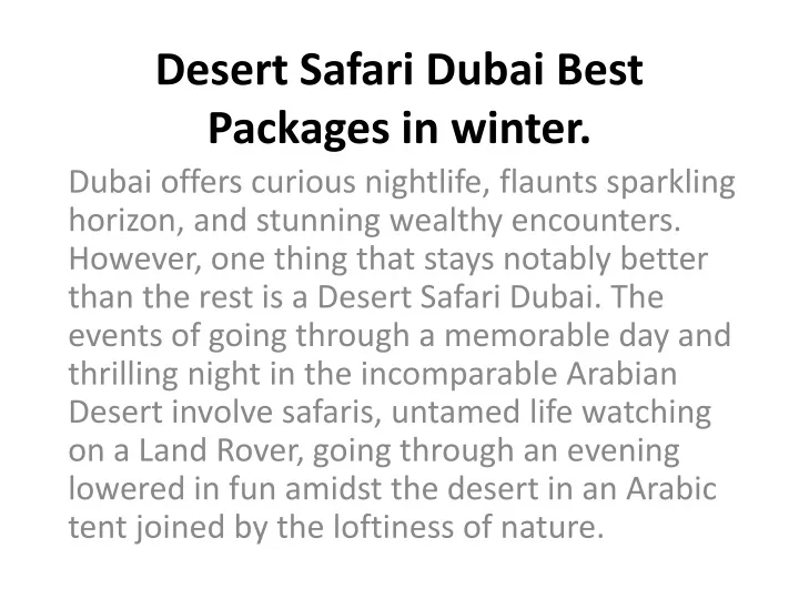 desert safari dubai best packages in winter