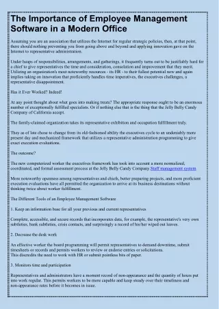 The Importance of Employee Management Software in a Modern Office