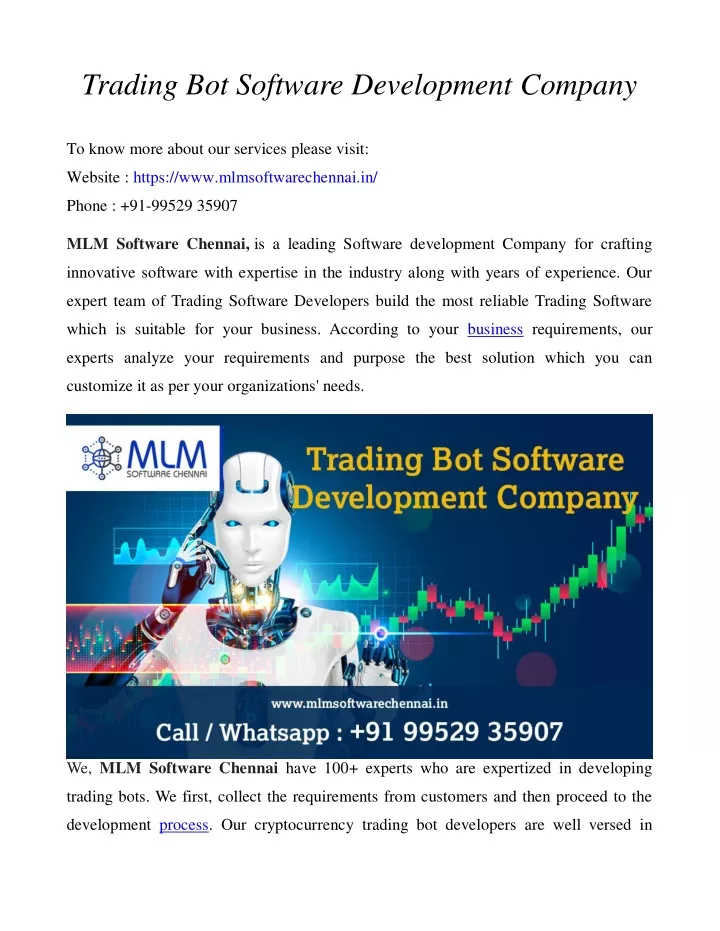 trading bot software development company to know