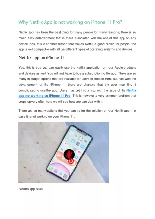 Why Netflix App is not working on iPhone 11 Pro
