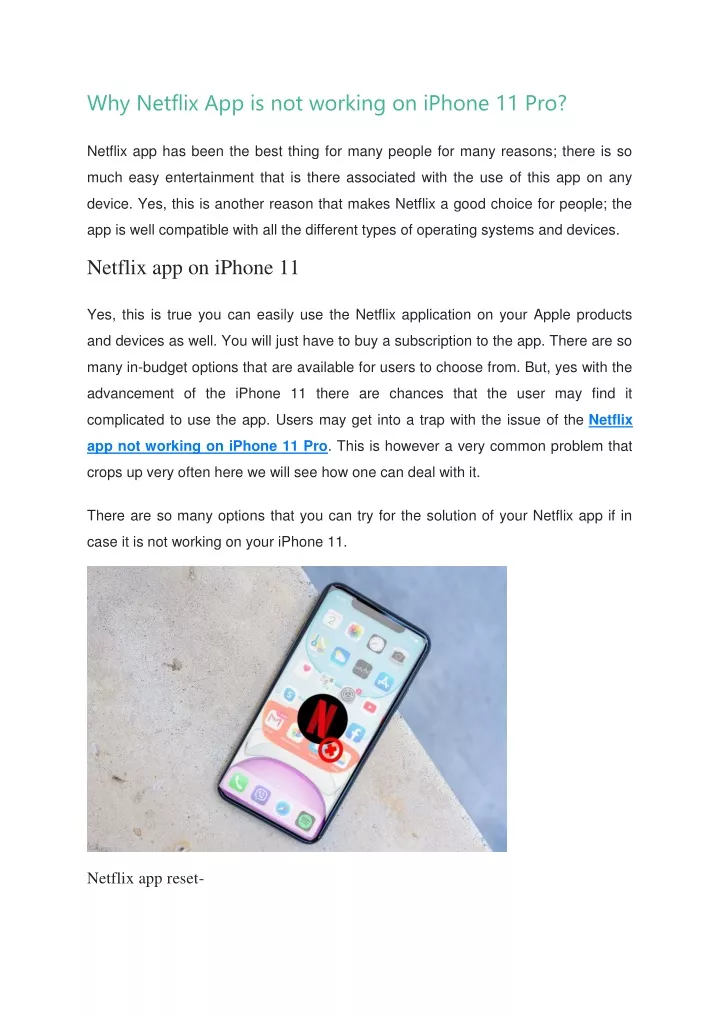 why netflix app is not working on iphone 11 pro