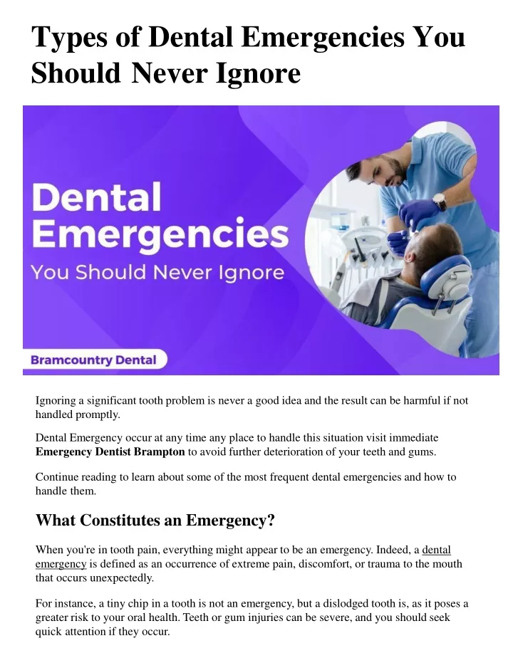 types of dental emergencies you should never ignore