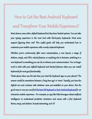 How to Get the Best Android Keyboard and Transform Your Mobile Experience?