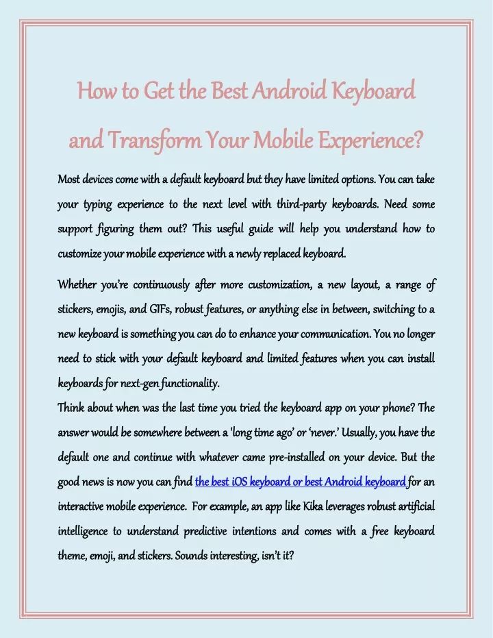 how to get the best android keyboard