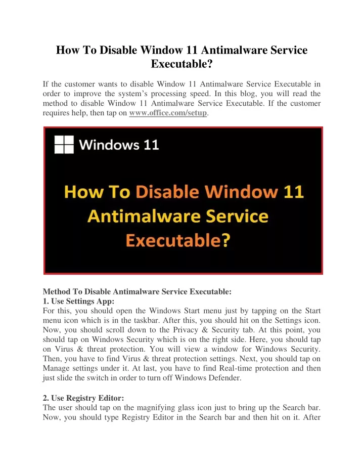 how to disable window 11 antimalware service
